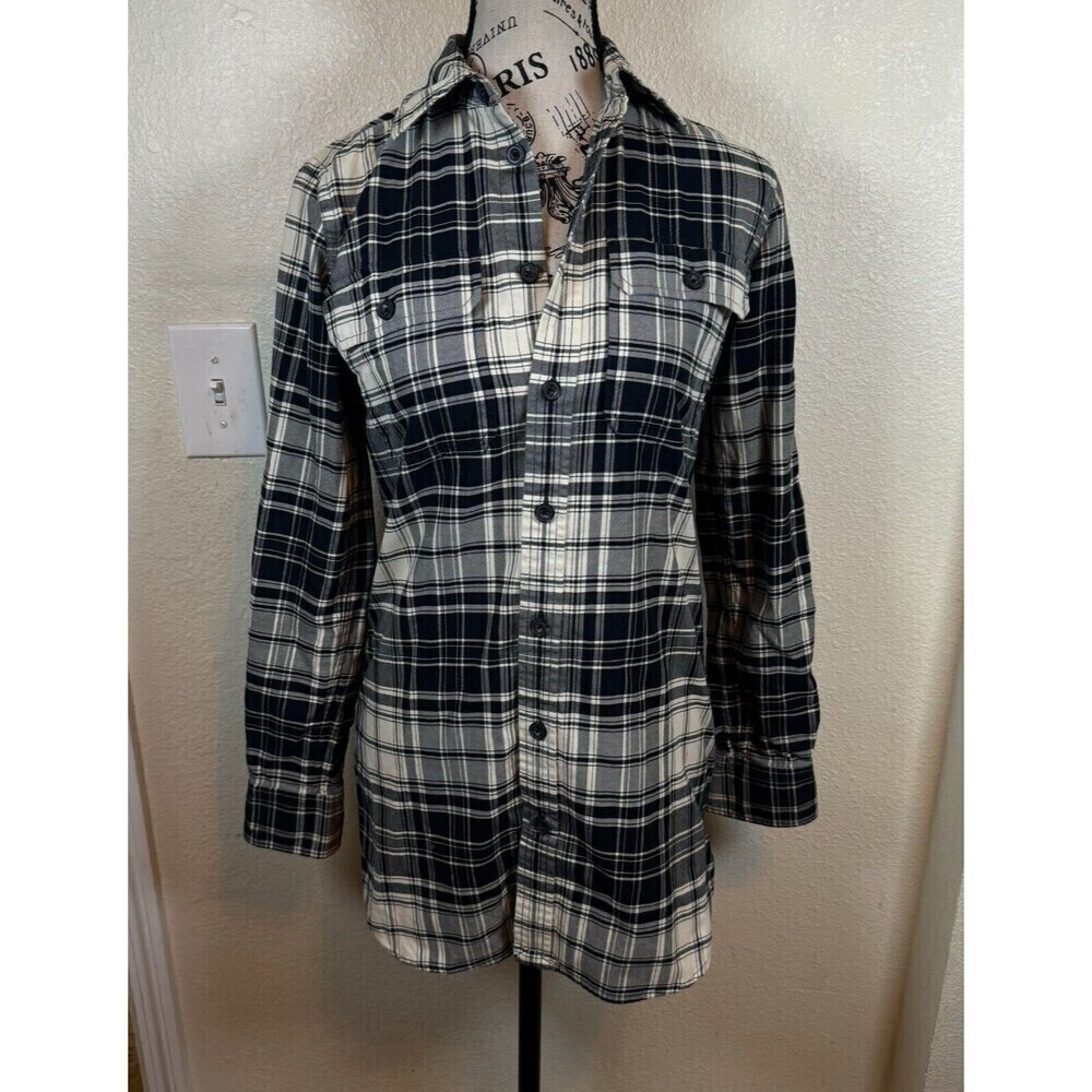 Vintage Ralph Lauren Black Plaid Flannel Tunic/Dress Long Sleeve Preppy Size 2